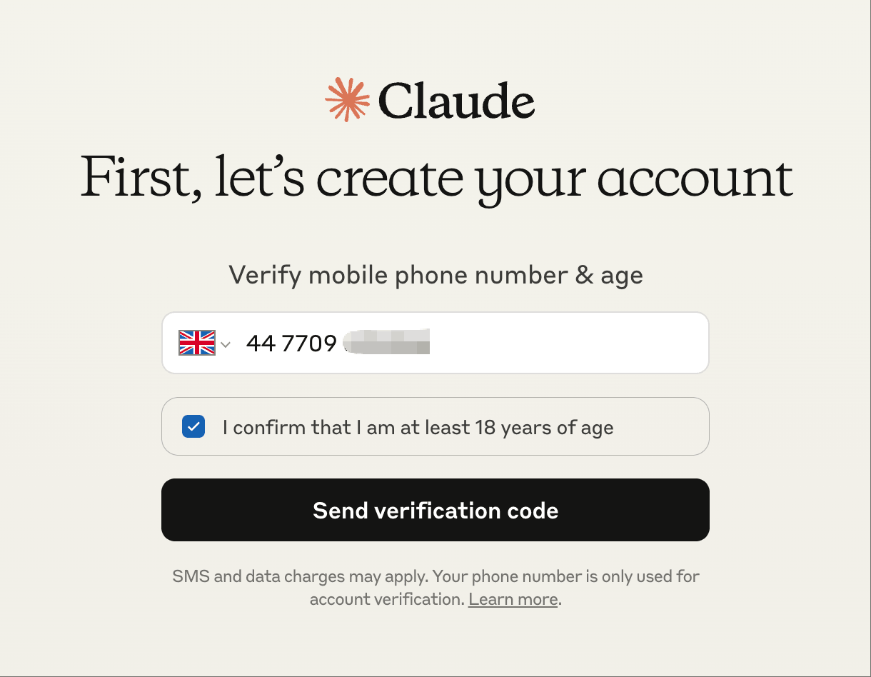 Verifikasi Nomor Telepon Claude
